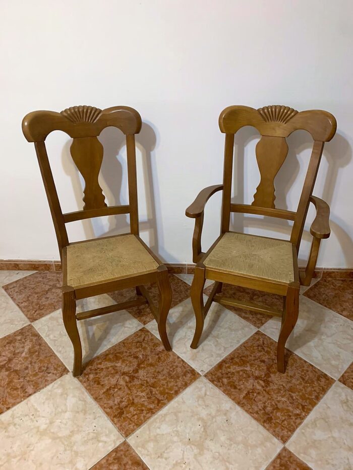 CONJUNTO DE 6 SILLAS MAS DOS SILLONES CON ASIENTO DE ENEA - Imagen 8