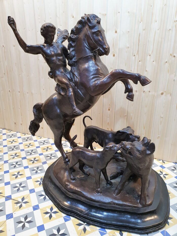 ESCULTURA DE BRONCE, MELEAGRO CAZANDO EL JABALÍ DE CALIDÓN - Imagen 6