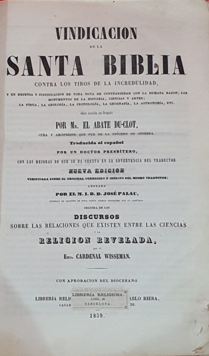 Vindicación santa biblia año 1859 Barcelona - Imagen 3