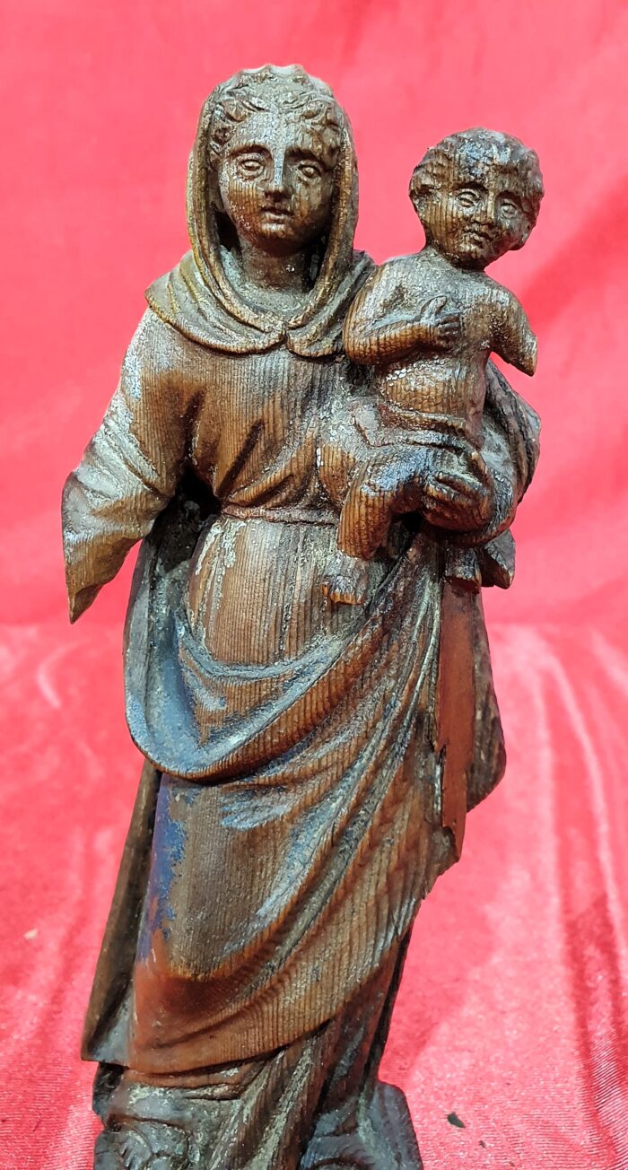 Escultura talla de madera Virgen con niño S:XVIII