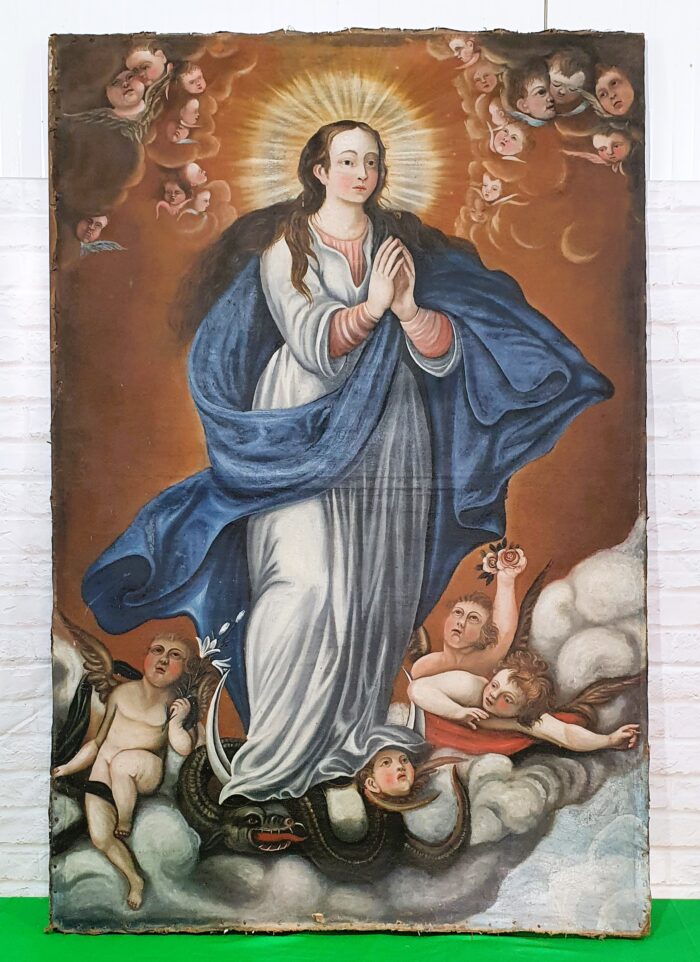 Oleo sobre lienzo Virgen Inmaculada S.XVIII