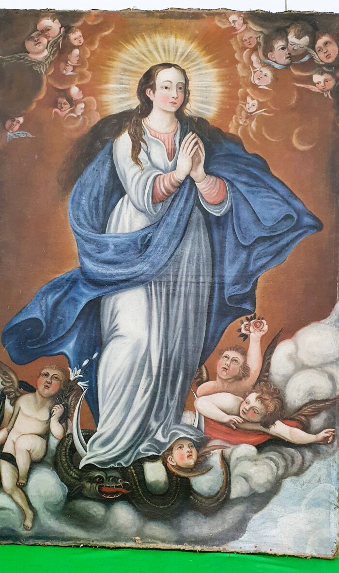 Oleo sobre lienzo Virgen Inmaculada S.XVIII - Imagen 2