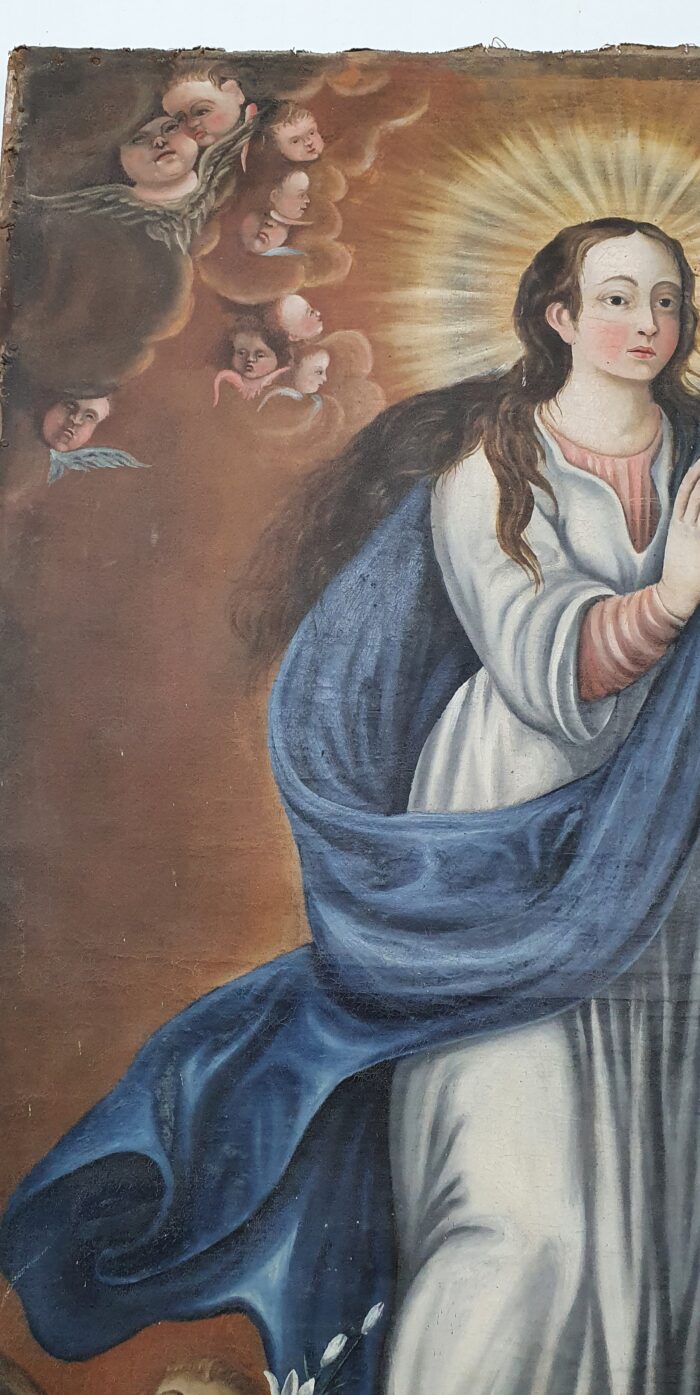 Oleo sobre lienzo Virgen Inmaculada S.XVIII - Imagen 4