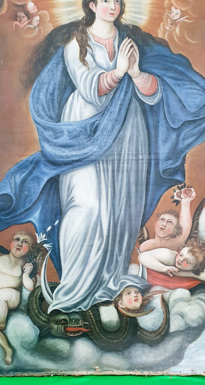 Oleo sobre lienzo Virgen Inmaculada S.XVIII - Imagen 3