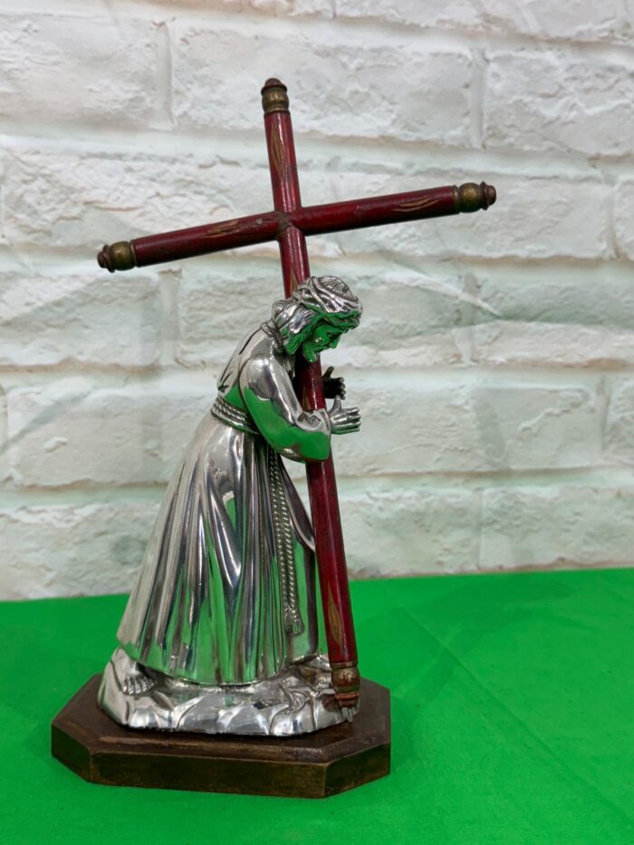 CRISTO DEL GRAN PODER METAL BAÑADO EN PLATA - Imagen 4