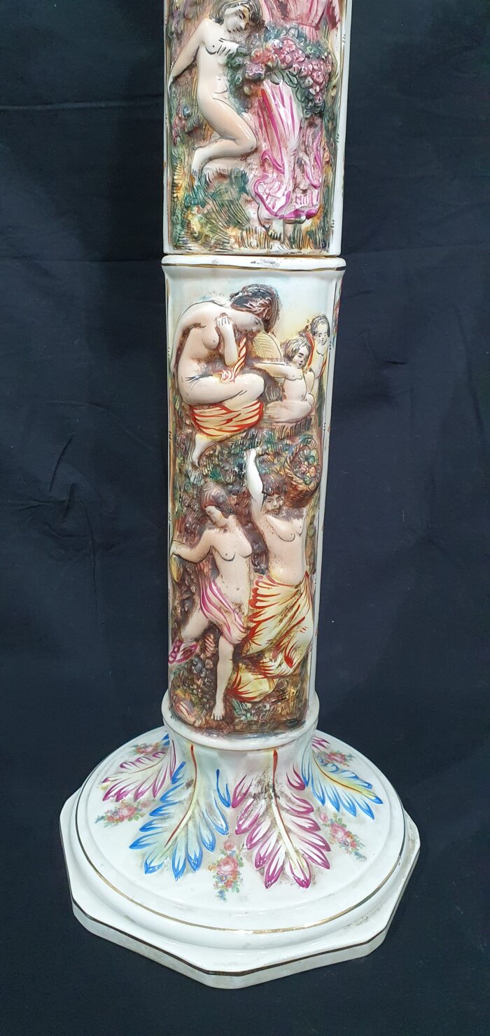 Jarrón sobre columna porcelana Capodimonte - Imagen 8