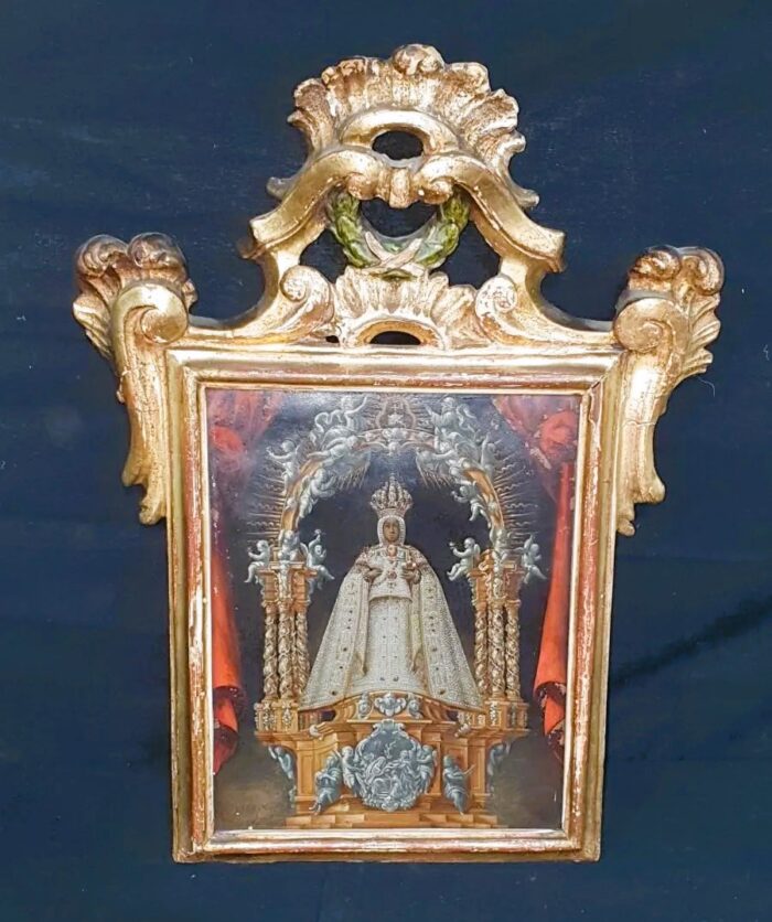 Oleo sobre cobre y cornucopia S.XVII Virgen del Sagrario de Toledo - Imagen 6