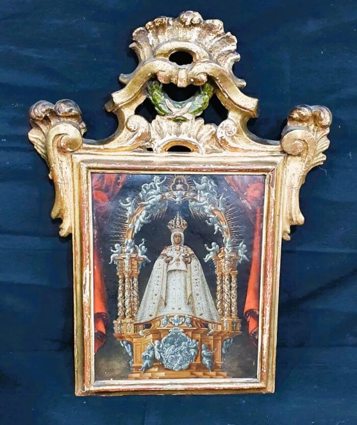 Oleo sobre cobre y cornucopia S.XVII Virgen del Sagrario de Toledo - Imagen 5