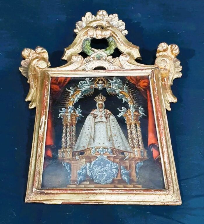 Oleo sobre cobre y cornucopia S.XVII Virgen del Sagrario de Toledo - Imagen 4