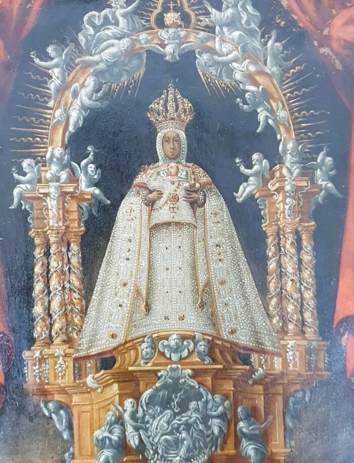 Oleo sobre cobre y cornucopia S.XVII Virgen del Sagrario de Toledo - Imagen 3