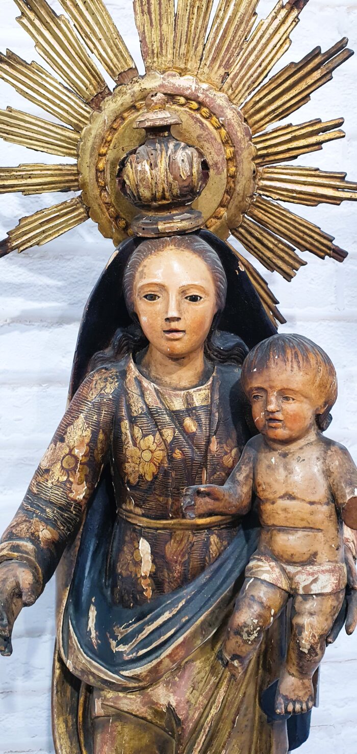 Talla de madera policromada Virgen con niño S.XVIII - Imagen 6