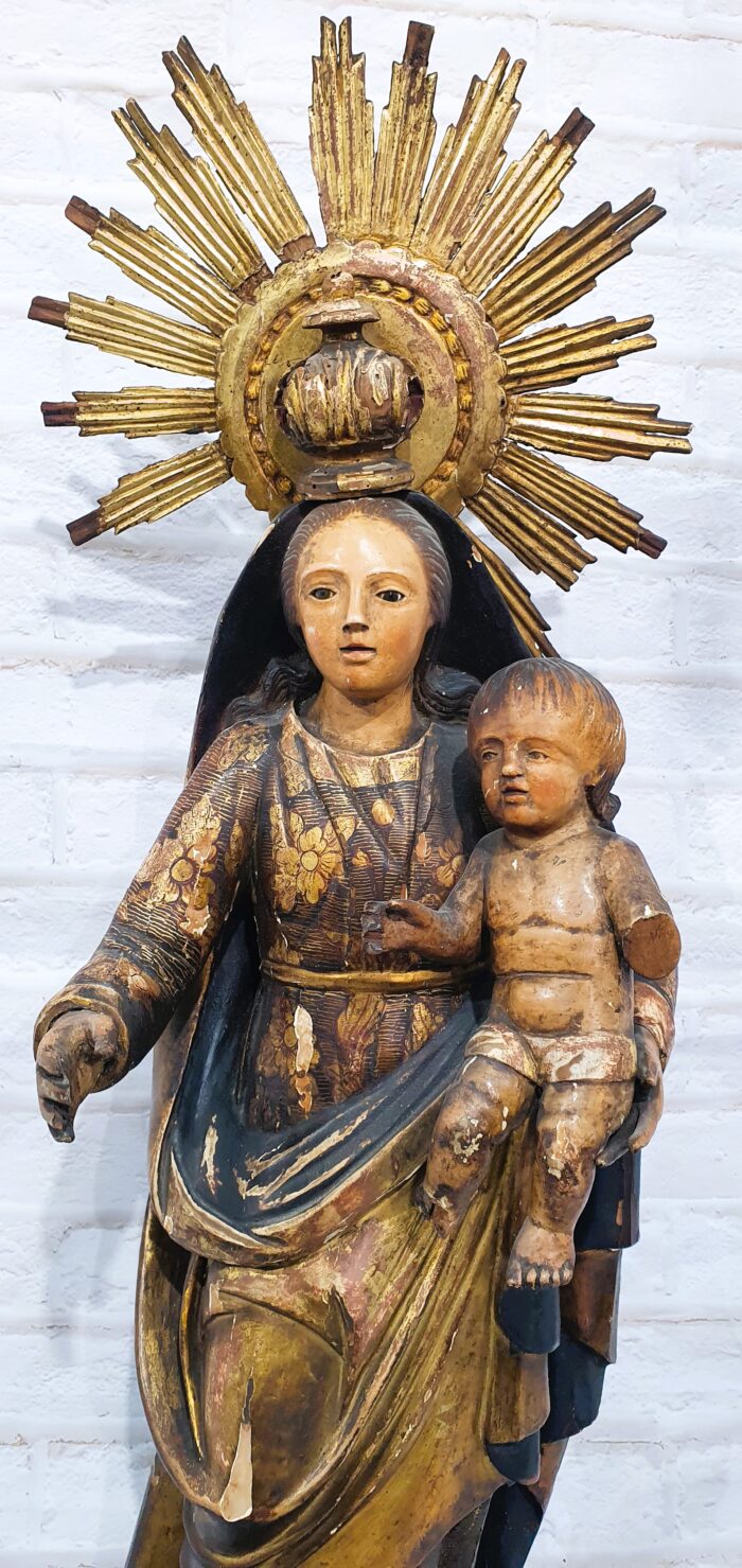 Talla de madera policromada Virgen con niño S.XVIII - Imagen 5