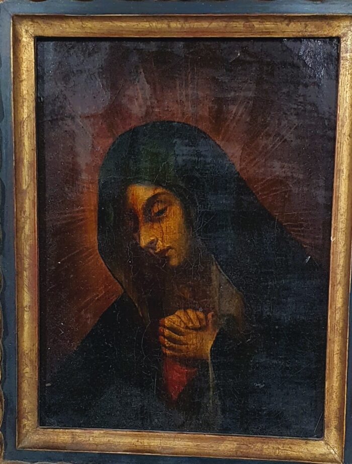 Oleo religioso sobre lienzo Dolorosa S.XVII - Imagen 4