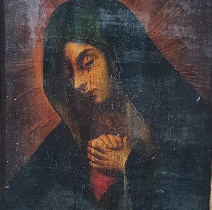 Oleo religioso sobre lienzo Dolorosa S.XVII - Imagen 3