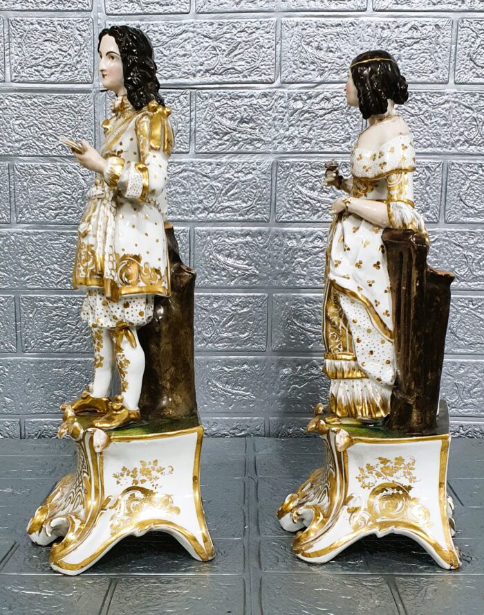 Pareja de figuras porcelana Viejo Paris - Imagen 6