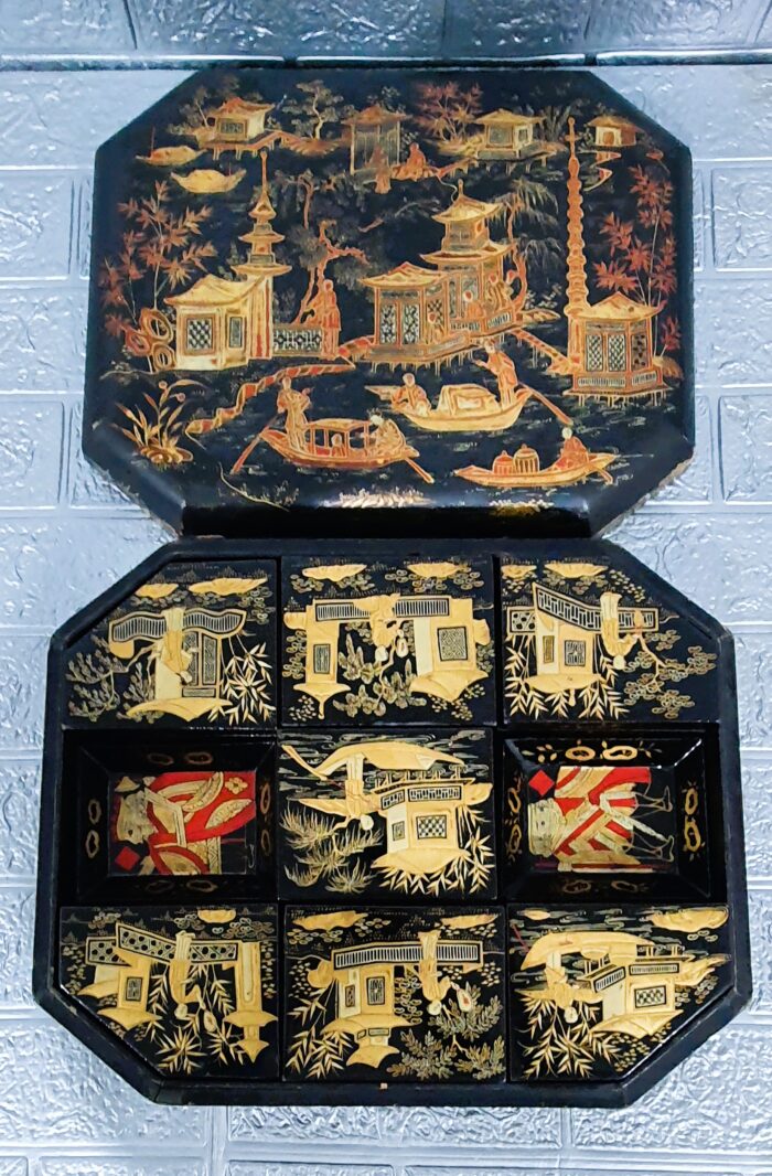Caja de juego decoración chinesca estilo Victoriano