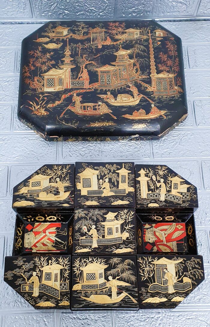 Caja de juego decoración chinesca estilo Victoriano - Imagen 4
