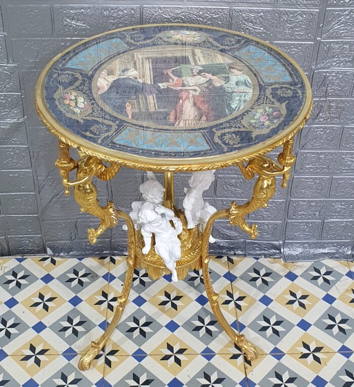 Mesa auxiliar en bronce y porcelana - Imagen 6