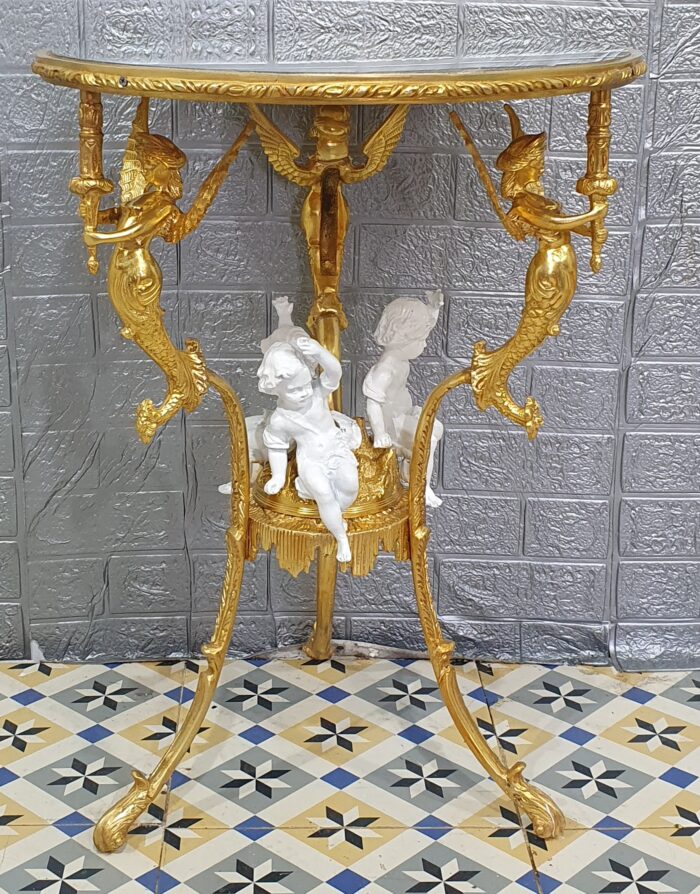 Mesa auxiliar en bronce y porcelana - Imagen 5