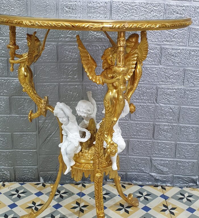 Mesa auxiliar en bronce y porcelana - Imagen 4