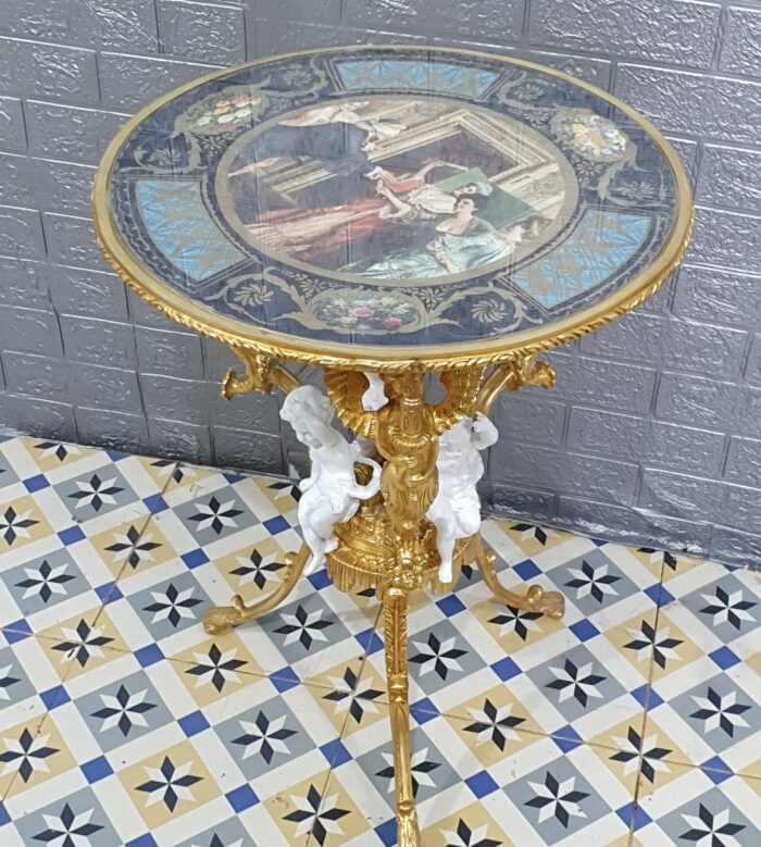 Mesa auxiliar en bronce y porcelana - Imagen 2