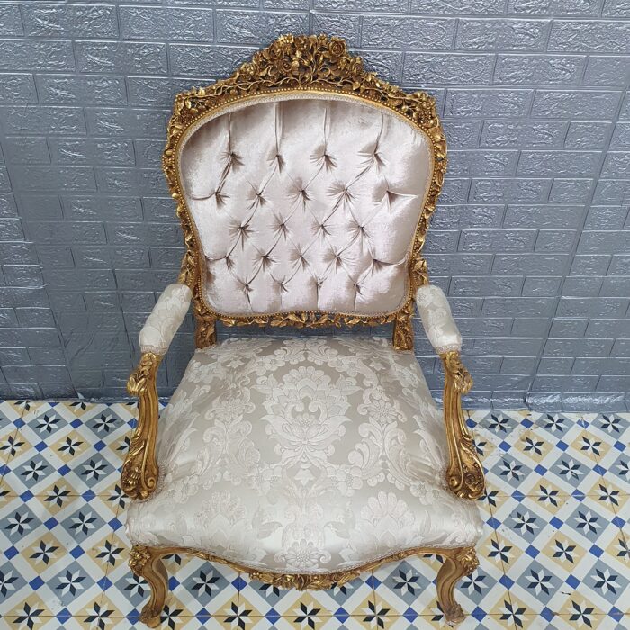 Conjunto sofá con dos sillones y mesa auxiliar estilo Luis XV - Imagen 3