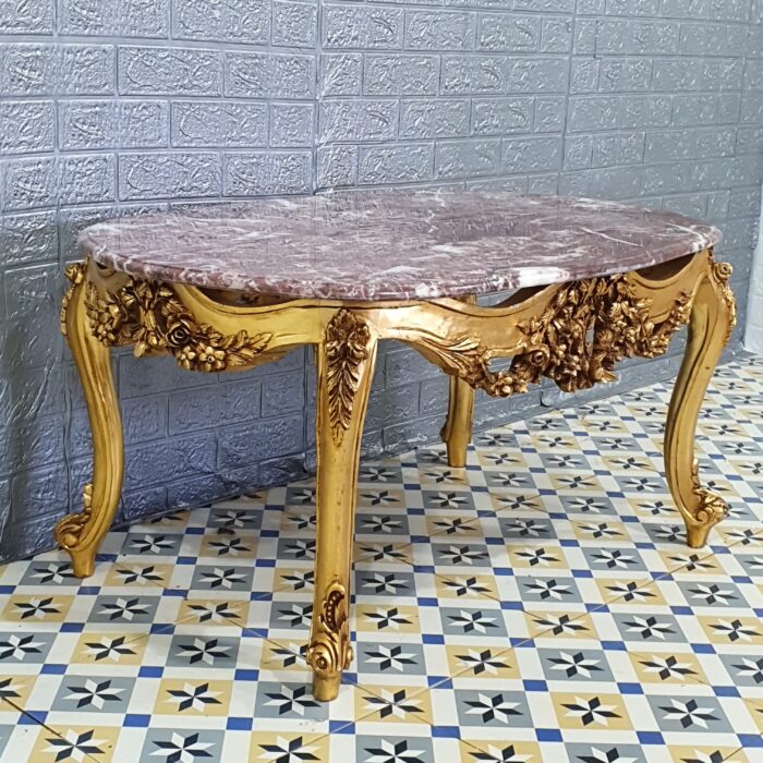 Conjunto sofá con dos sillones y mesa auxiliar estilo Luis XV - Imagen 13