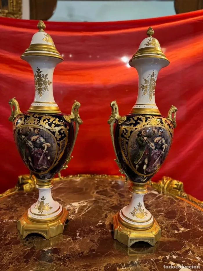 Pareja de jarrones en porcelana - Imagen 5