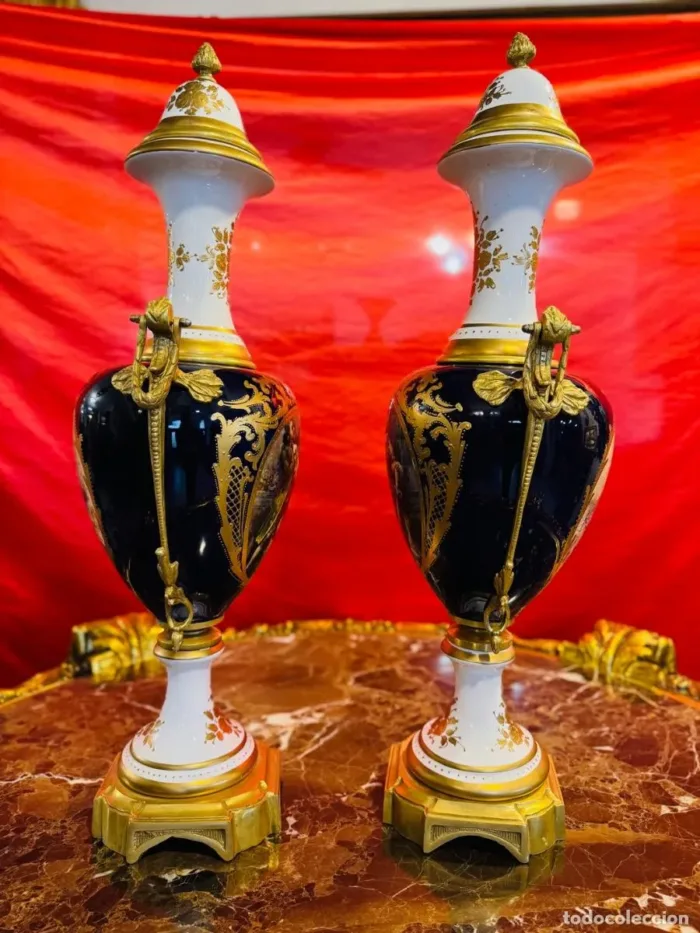 Pareja de jarrones en porcelana - Imagen 4