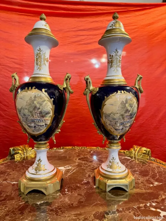 Pareja de jarrones en porcelana - Imagen 3